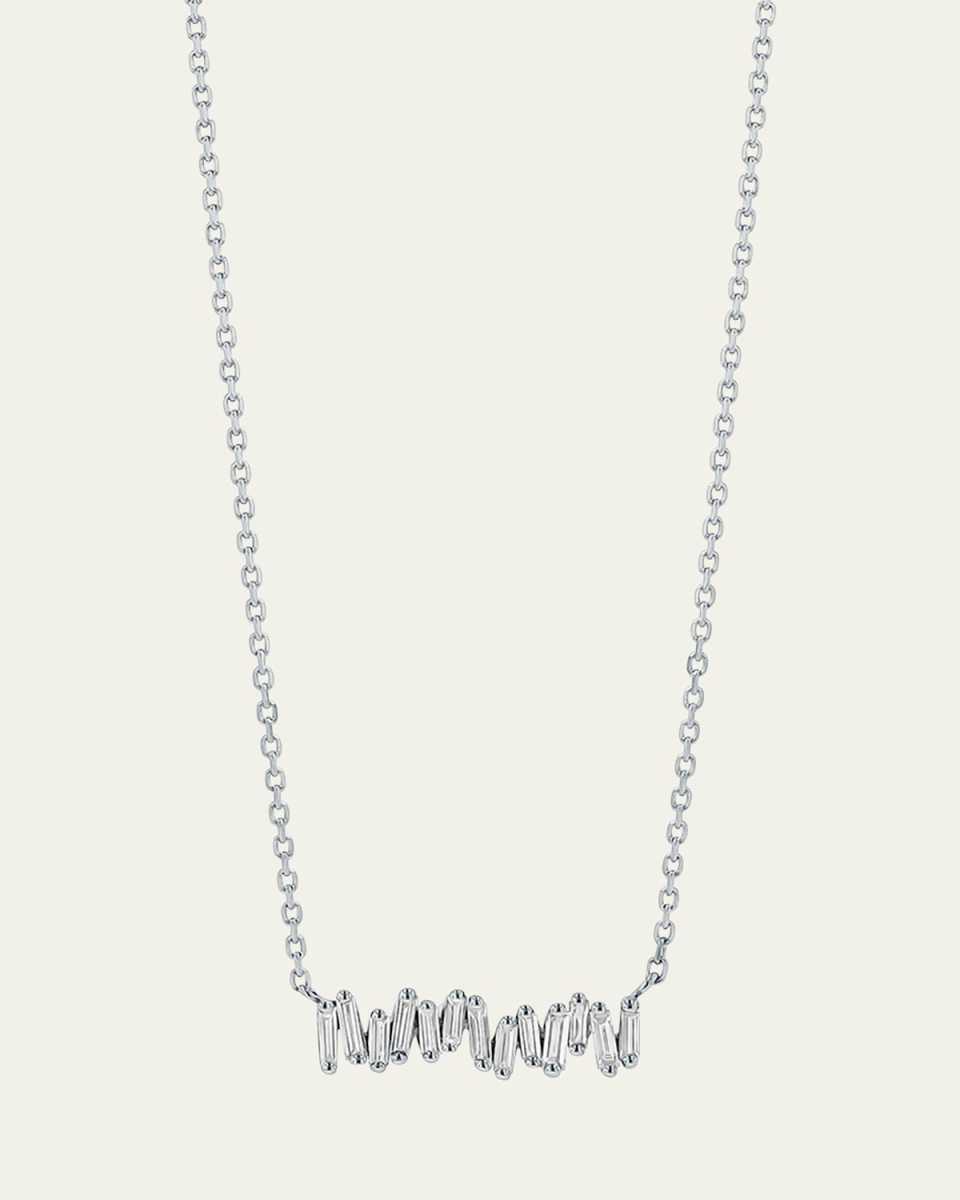 18k White Gold Fireworks Baguette Diamond Necklace